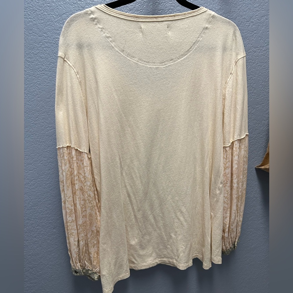 FREE PEOPLE Jade Long Sleeve Contrast Print Pattern Top. Size S. - Picture 6 of 15